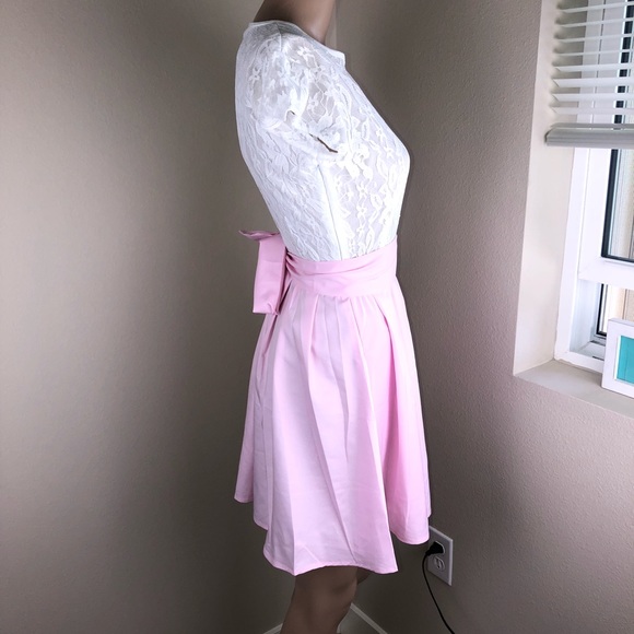 Cute Lace Summer Mini Dress - PINK - Picture 7 of 8